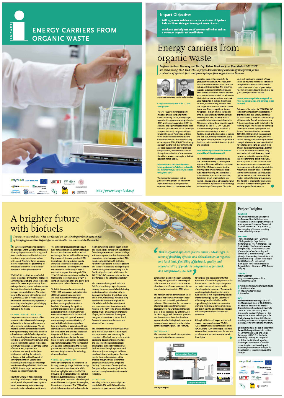 TO-SYN-FUEL project article published on Impact Publication, August 2018