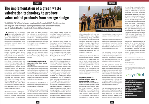 The implementation of a green waste valorisation technology to produce value-added products from sewage sludge